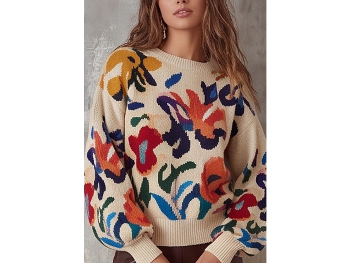 Balloon Sleeve Intarsia